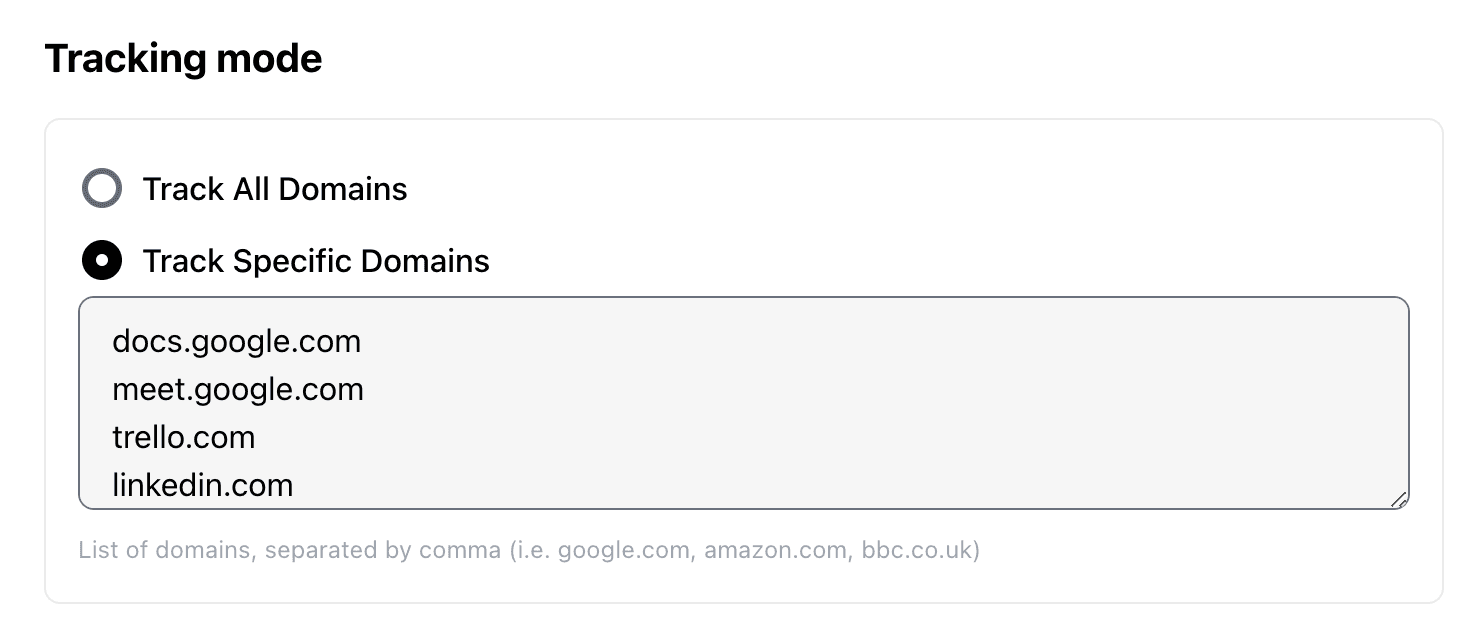 TrackerJam Domain Table